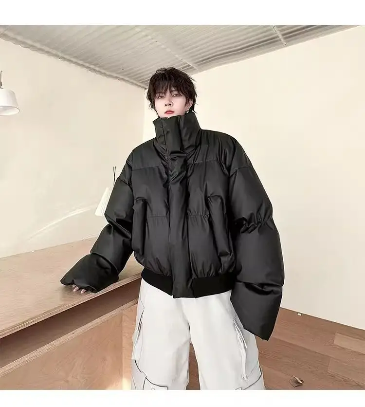 Description Picture 3 of itemFashionable Warm Personalized Short Cotton-padded Jacket Fashion Men's Loose High Street Casual Parkas Men Tops Male Clothes