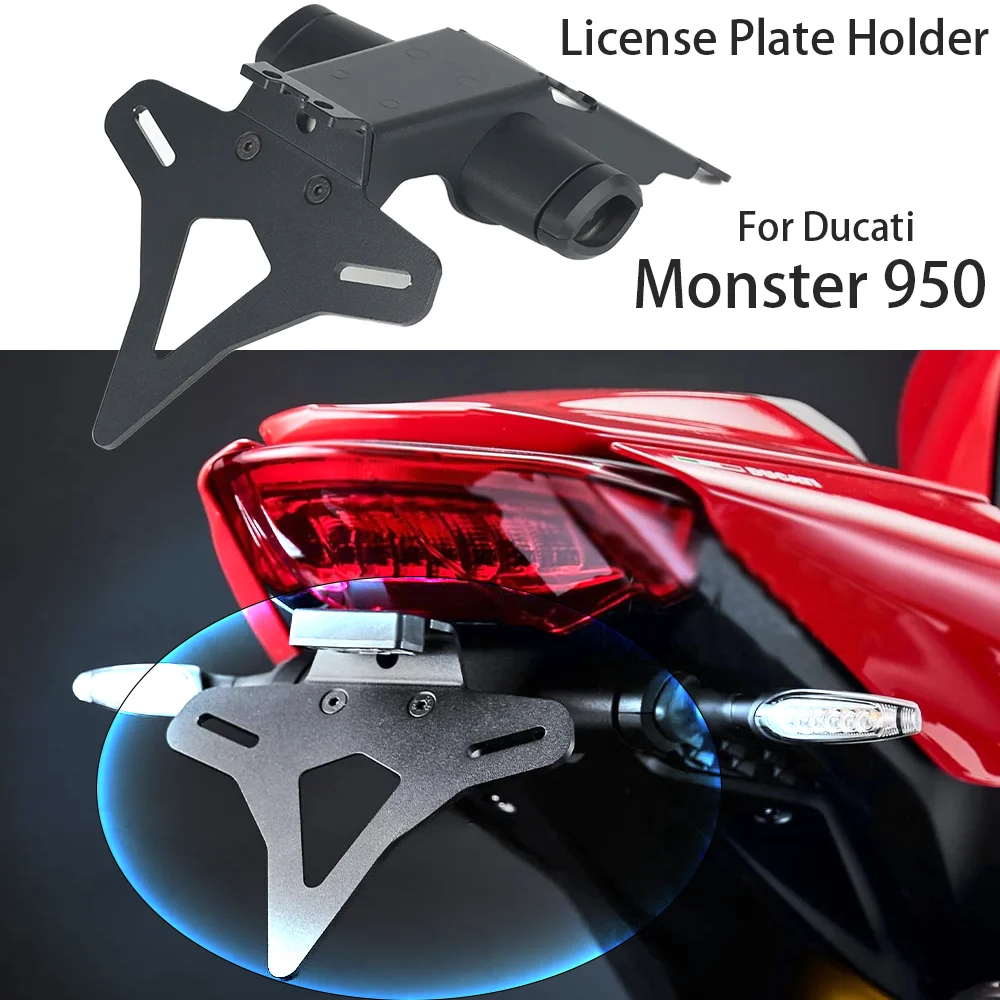 

For Ducati Monster 950 Monster950 2021-up 2022 2023 Motorcycle Rear Short Tail Stock License Plate Holder Tailstock Bracket Kit