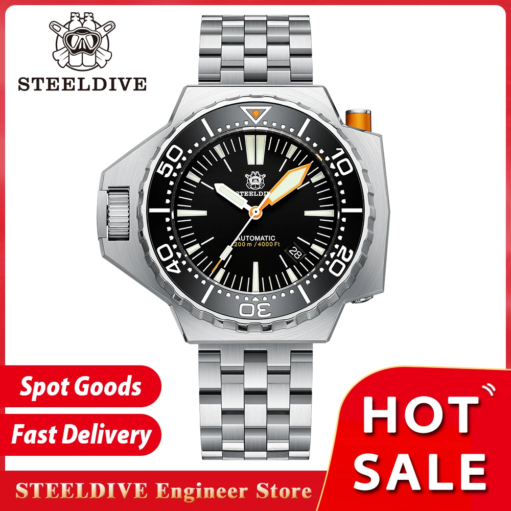 STEELDIVE SD1988 Luxury Deep Dive NH35 Mechanical Movement Swiss Luminous Bidirectional Rotation Bezel 1200M Waterproof Watch