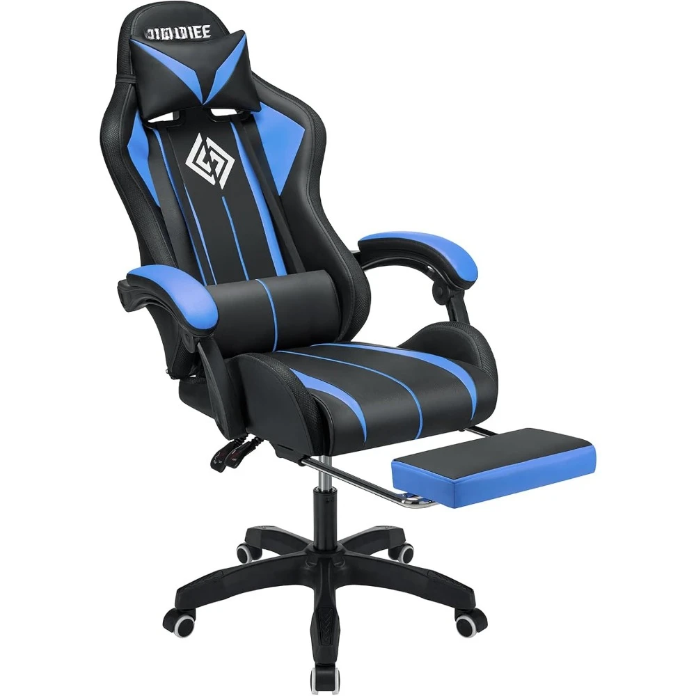 RGB Gaming Chair with Speakers Massage Computer Gaming Chair with LED Lights and Footrest High Back Video Game Chair 6