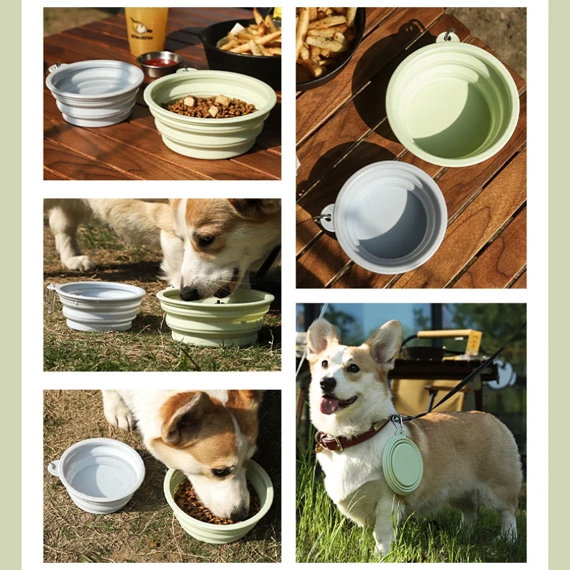 Dog Feeders Folding Silicone Bowl Outdoor Travel Foldable Portable Cat Dog Food Water Container Feeding Tray Bowl Pet Supplies 2