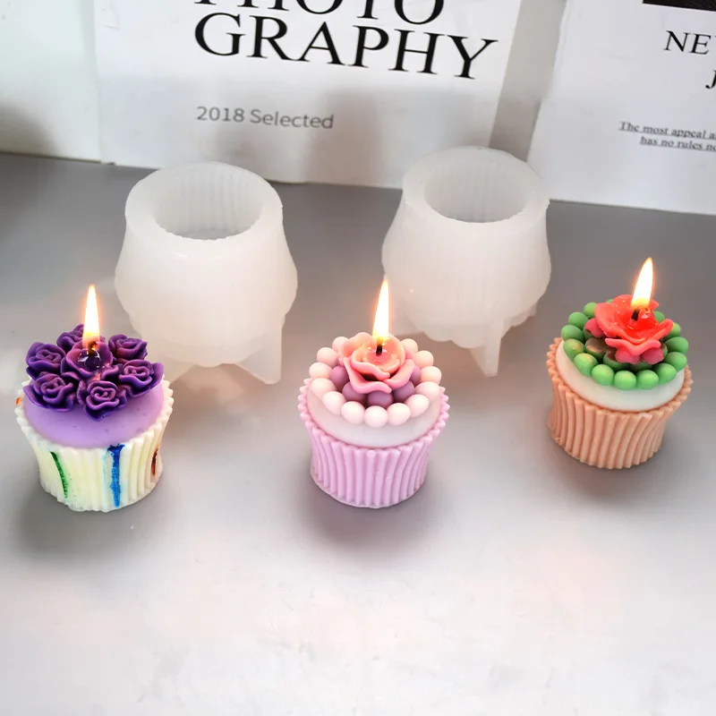 

Aromatherapy Cup Flower Dessert Style Candle Silicone Mold Birthday Party Cake Making Mold Room Handicraft Candle Decoration