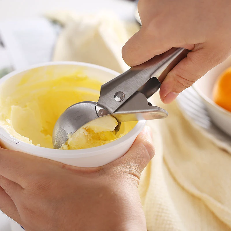 Ice Cream Scoops Stainless Steel Ice Cream Digger Non-Stick Fruit Ball Maker Watermelon Spoon Tool