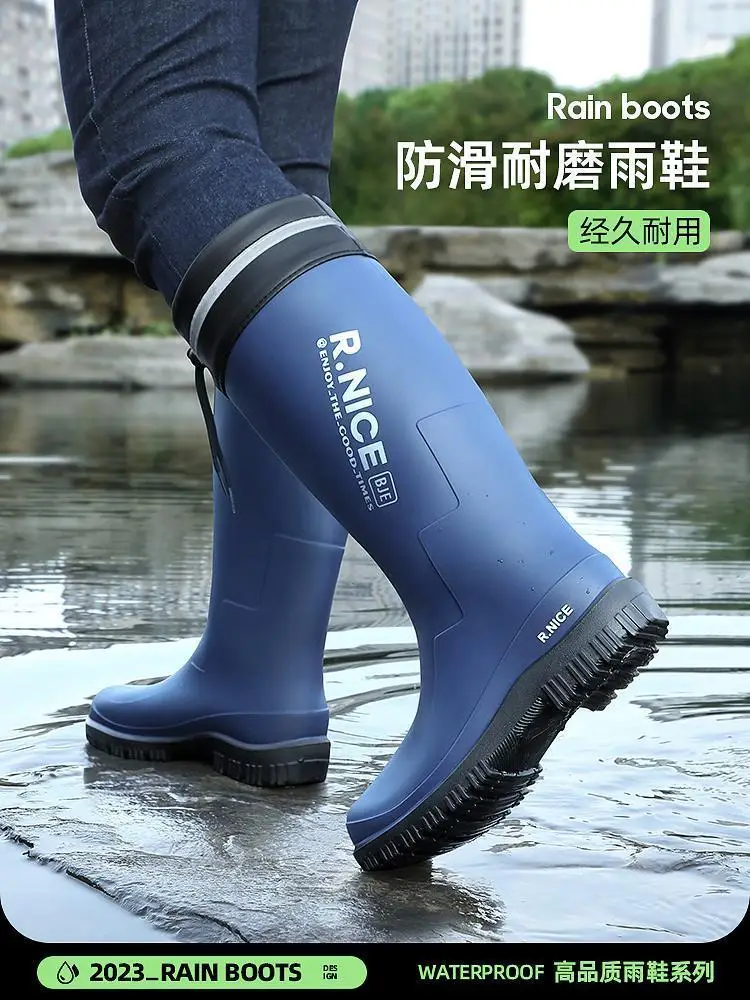 New High Quality Rain Boots for Man Outdoor Anti-slip Waterproof Fishing Shoes Fish Pond Breeding Work Rubber Boots