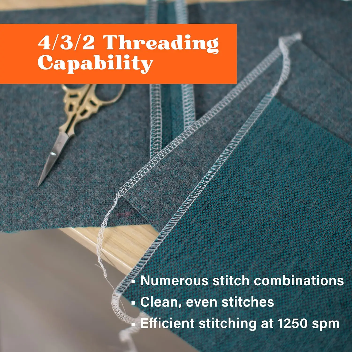 Serger Sewing Machine By American Home, Portable Stitching Machine Easy To Follow 4/3/2 Serger Thread With Differential Feed 6