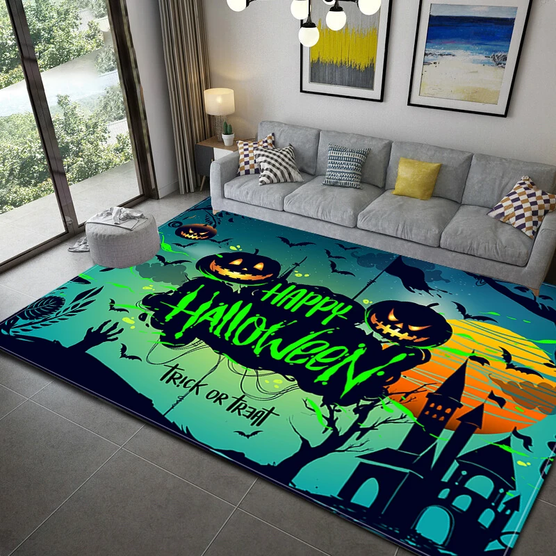 

Halloween Scary Pumpkin Carpet for Living Room Home Decoration Hallway Bedroom Bathroom Floor Mat Home Entrance DoorMat