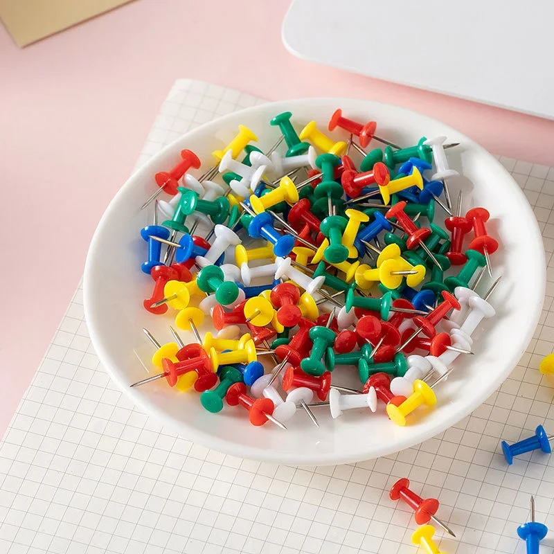 Multicolor Push Pin Assorted Thumbtack Pins Cork Board Office Drawing Pins For Photo Wall Map School 120PCS push pins