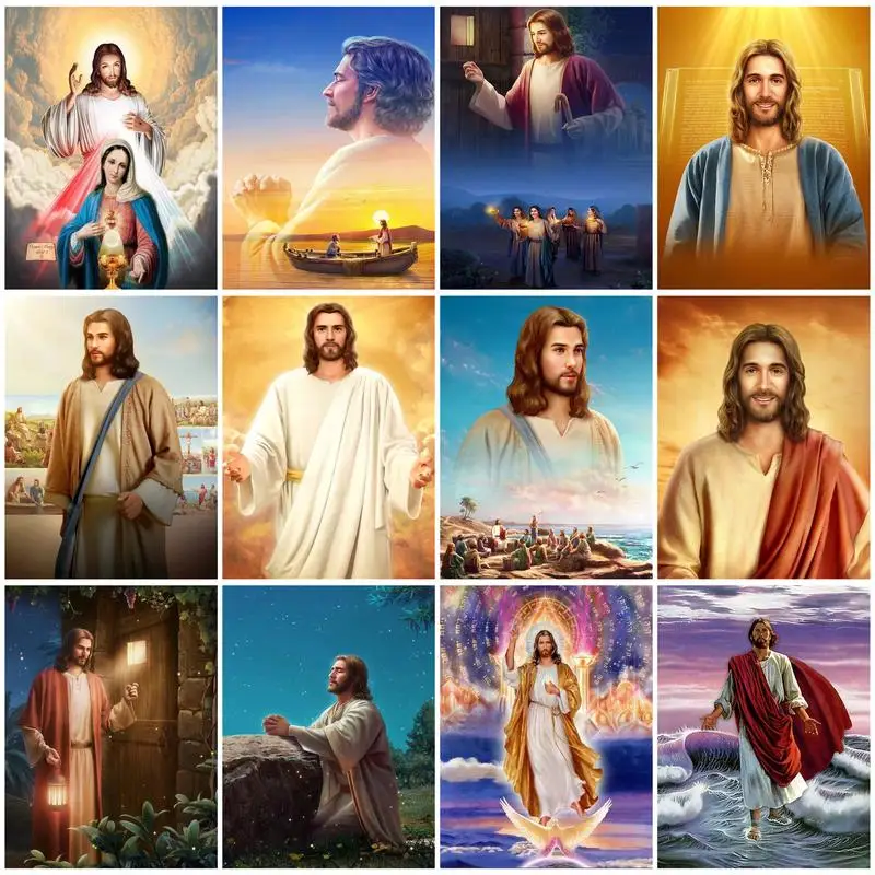 Full Religion 5D DIY Diamond Painting Jesus Christ Diamond Embroidery Cross  Stitch Mosaic drill Rhinestone Home Decoration Art