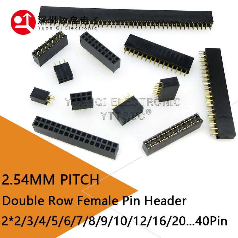 10PCS-Double-Row-Pin-Female-Header-Socket-Pitch-2-54mm-Connector ...