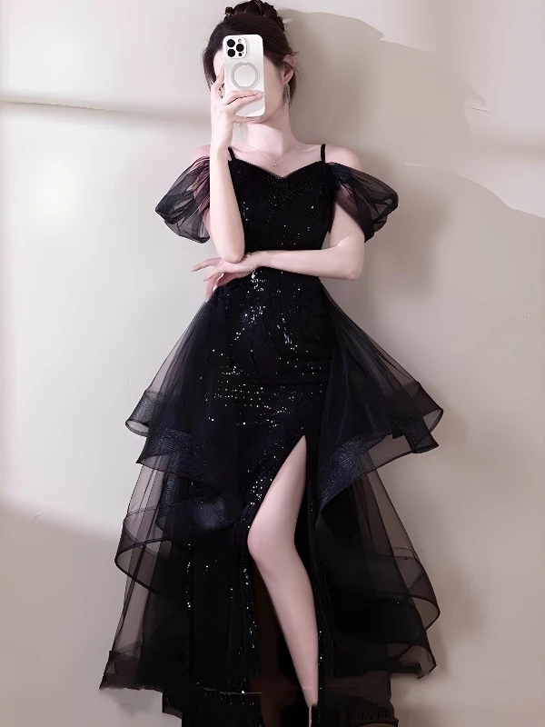 Elegant Black Strapless Evening Gown Women's Luxury Sexy High-End Celebrity Dress Can Be Worn for Daily Performance