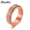 Besiko Anti Stress Anxiety Fidget Spinner Couple Rings For Lovers Rotating Stainless Steel Wedding Band Knuckle Ring Jewelry 6