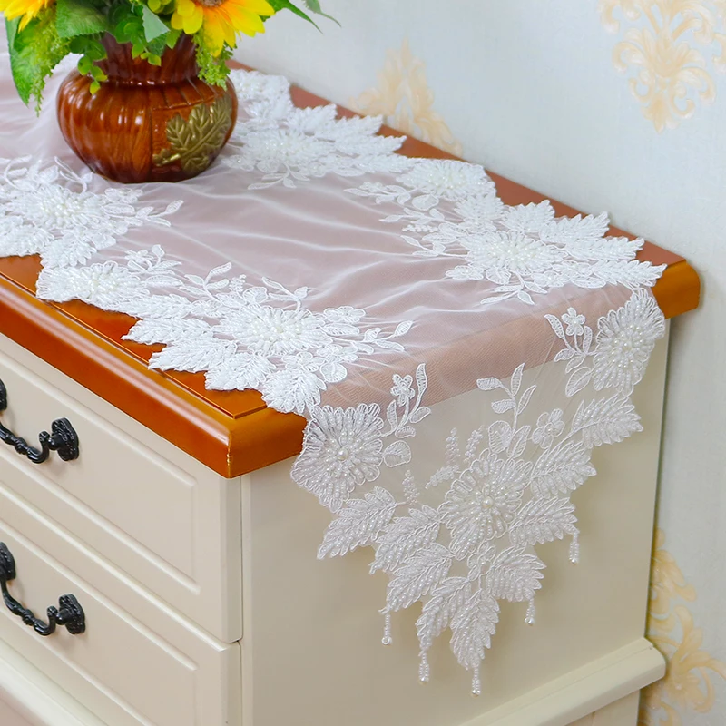 Description Picture 3 of itemHOT bead flower mesh Embroidery bed Table flag Runner cloth cover tablecloth Christmas  Wedding Table decoration and accessories