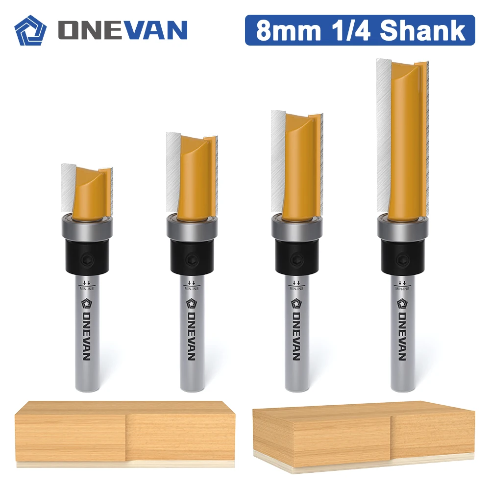 ONEVAN Pattern Flush Trim Router Bit 6/6.35mm, Top Bearing Template