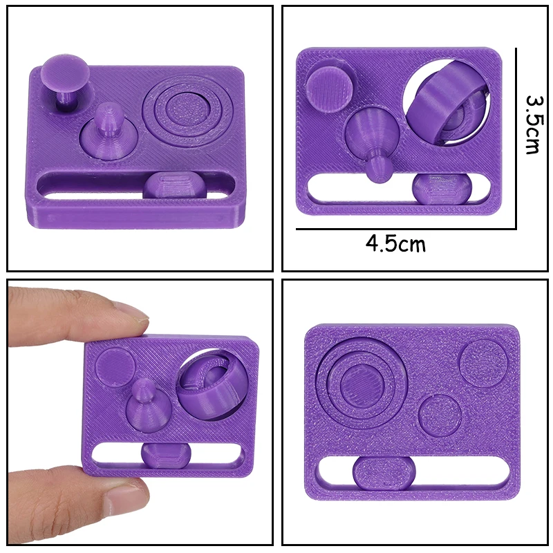 Fidget Toy 3D Printed 4in1 Finger Fidget Toy Slide, Rotate, Poke, Multi-function 3.5*4.5cm