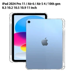 Crystal Clear iPad Case with Integrated Pencil Slot for Pro, Air, and Mini Models