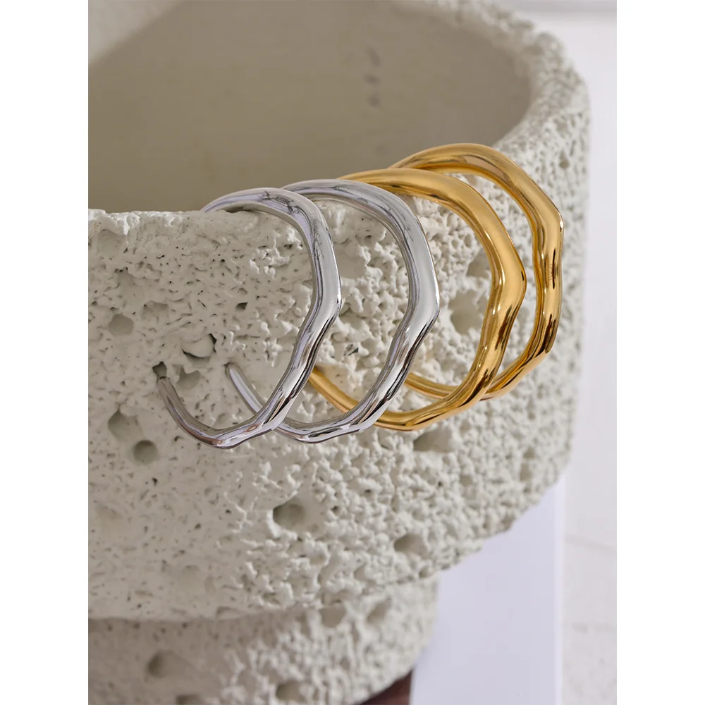 Yhpup Earrings Stainless Steel Waterproof Metal 18K Gold Plated Jewelry Gift