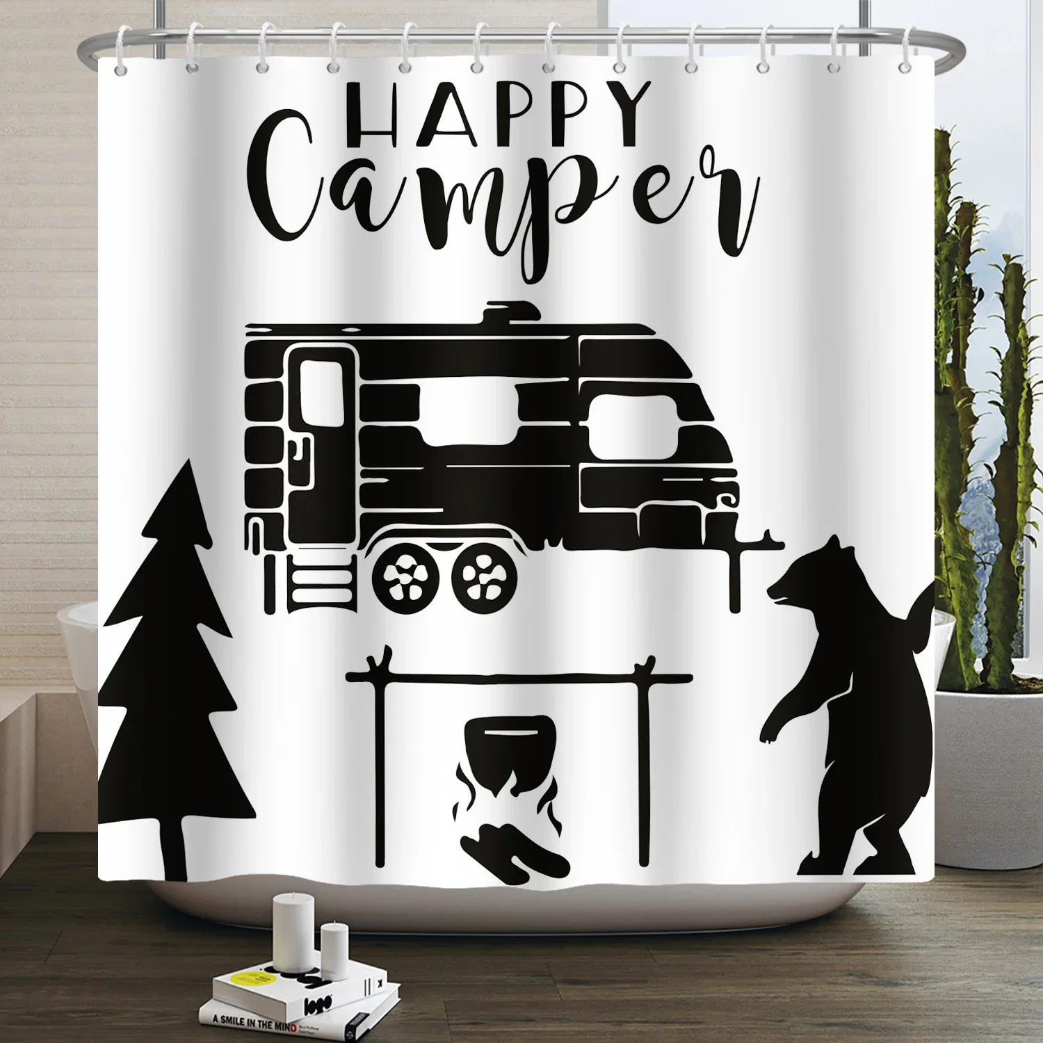 Solid Elements Rideau De Douche Pour Camping-car, Remorque, Camping, Salle De Bain – Rideau De Douche Coulissant Plus Court Et étroit Avec Crochets – 119 X 162 Cm (blanc