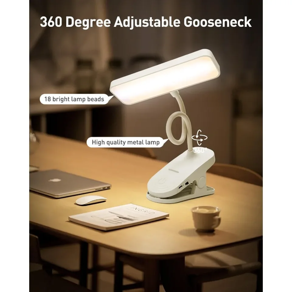 Veesee Lampada Da Scrivania Pieghevole Portatile A LED - Ricaricabile USB, Collo D'Oca Flessibile, Luce Notturna Per Comodino, Studio, Armadietti - Colore Arancione