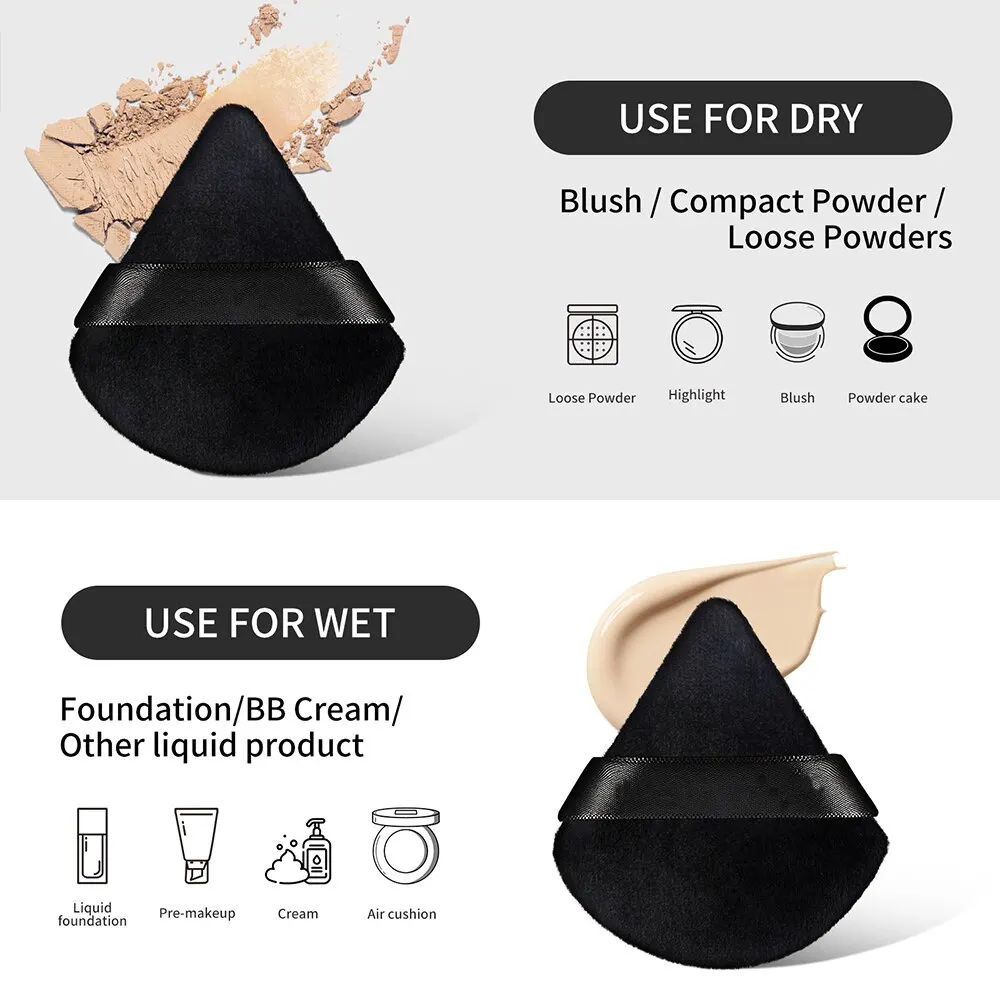MAANGE 10/12 Pcs Triangle Powder Puff Wet Dry Use For Loose Powder Liquid Cosmetic Soft Plush Powder Puff Makeup Foundation 4