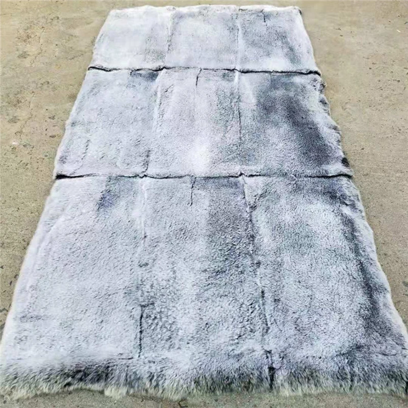 

Genuine Rex Rabbit Fur Throw Rugs, Real Fur Blankets, Whole Pelt Patchwork Leather Plate for Garment, Collar, Lining, 55x110cm