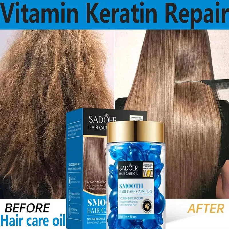 Magic Hair Vitamin Capsule Keratin Oil Fast Restore Hair Soft Smooth Shiny Deep Moisturizer Frizzy Dry Scalp Care Products