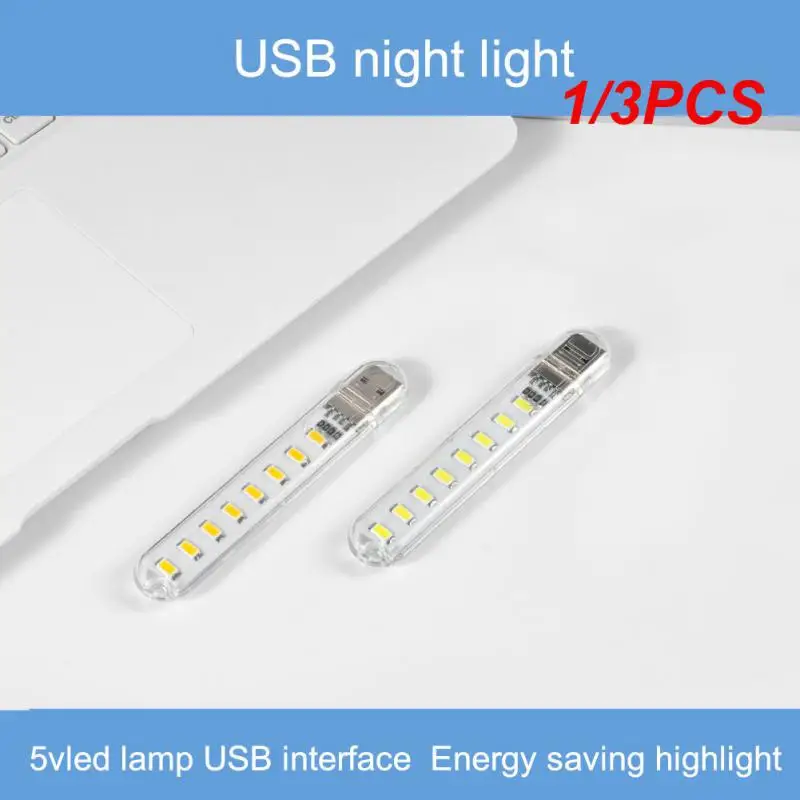 

1/3PCS Mini Portable USB LED Book Light DC5V Ultra Bright Reading Book Desk Lamp 3leds 8leds Lights For Power Bank PC Laptop