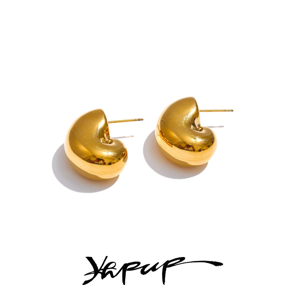 Yhpup Stainless Steel Hollow Chunky Earrings for Women