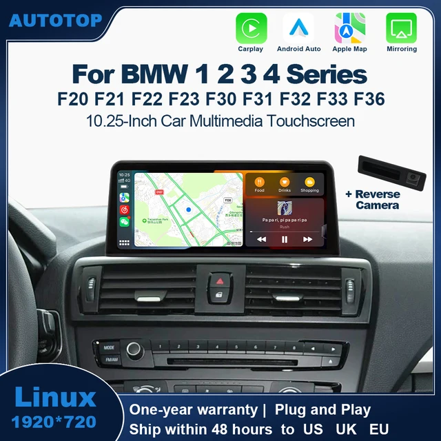 Voici la traduction en français respectant la limite de 218 caractères :  Lecteur multimédia AUTOTOP 10,25" (1920x720) Linux. Compatible sans fil CarPlay & Android Auto. Pour F20/F21/F22/F30/F31/F32/F33/F34/F36 NBT 201 1