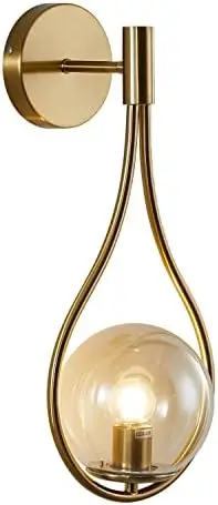 

Sconce Mid-Century Drop Design Mounted Light Brushed Brass Lamps, Mount Light Fixture for Bedside Living Room (1 Pack) Classr