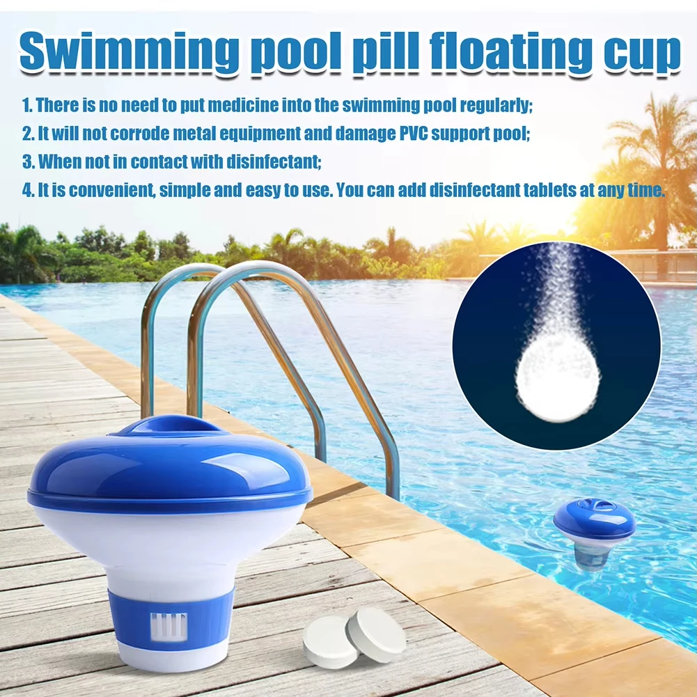 Chlorine Dispenser Pool Automatic Chlorine Tablet Dispenser Swimming Pool Cleaning Pill Disinfecting Box Floating Clean Tool