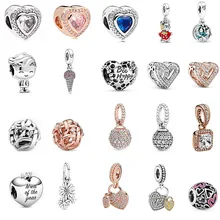 

100% Silver Color charms heart shaped beads Charms fit Original Pandora Beads Bracelet silver jewelry