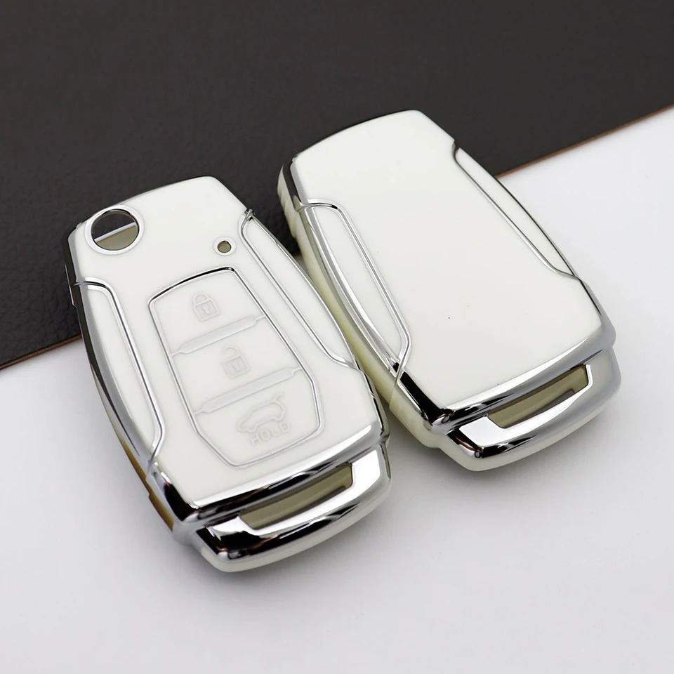 Ontto Custodia In Pelle Per Chiave Auto SsangYong Kyron, Actyon, Korando, Tivoli, Keyless Go, 3 Tasti, Colore Marrone