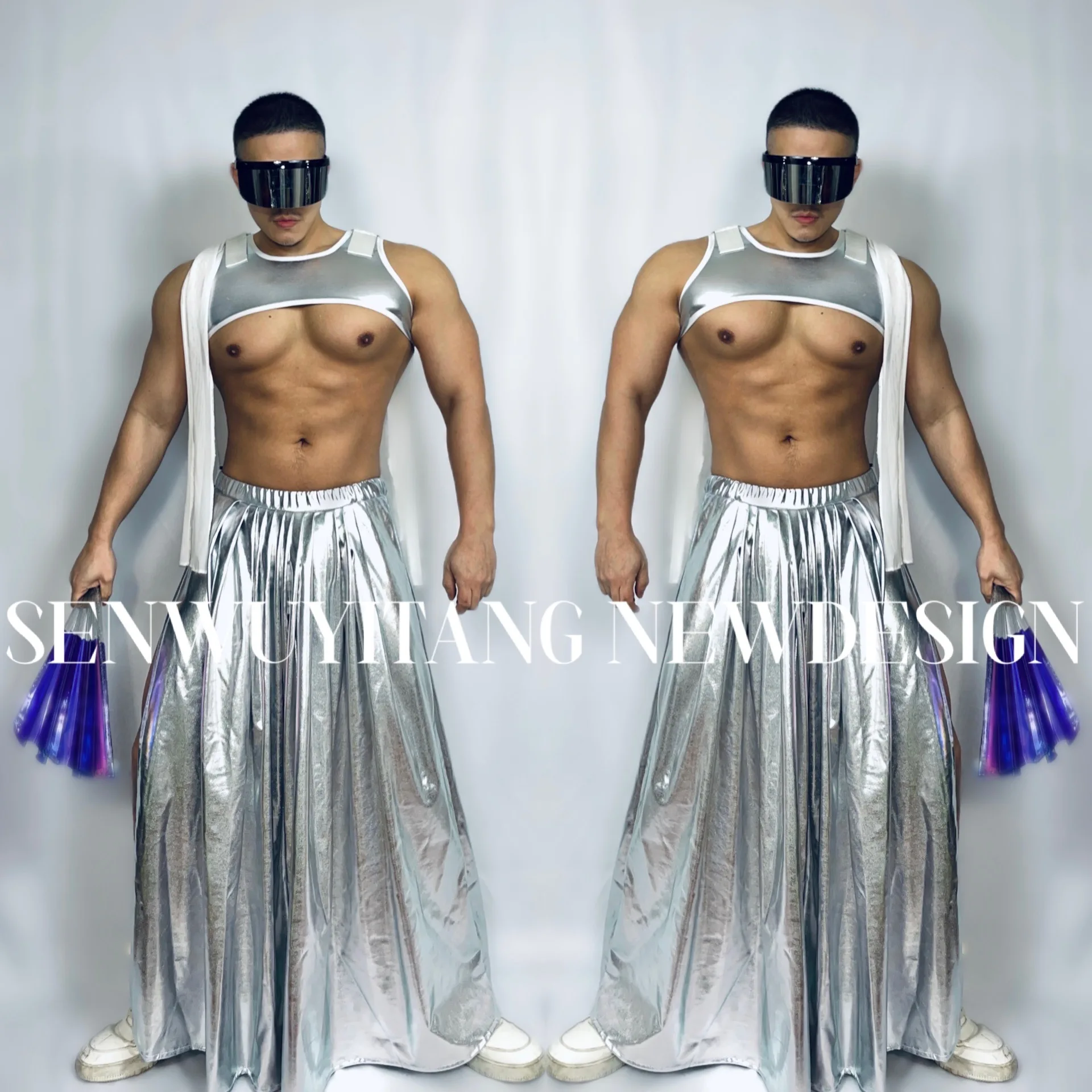 

2023 New Men's and Women's Sexy Gogo Skirt, Nightclub Bar, Silver Theme DS Opening Show Performance Dress