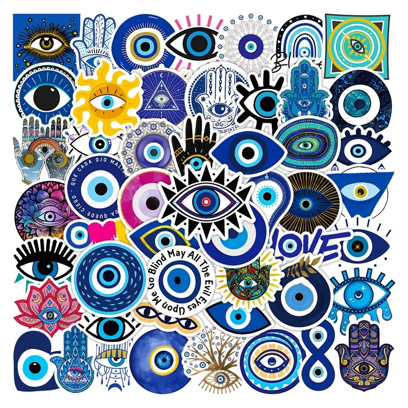 

10/30/50PCS Cute Evil Eye Sticker Aesthetic Children's PVC Decoration Scrapbooking Korean Stationery School Supplies for Kids