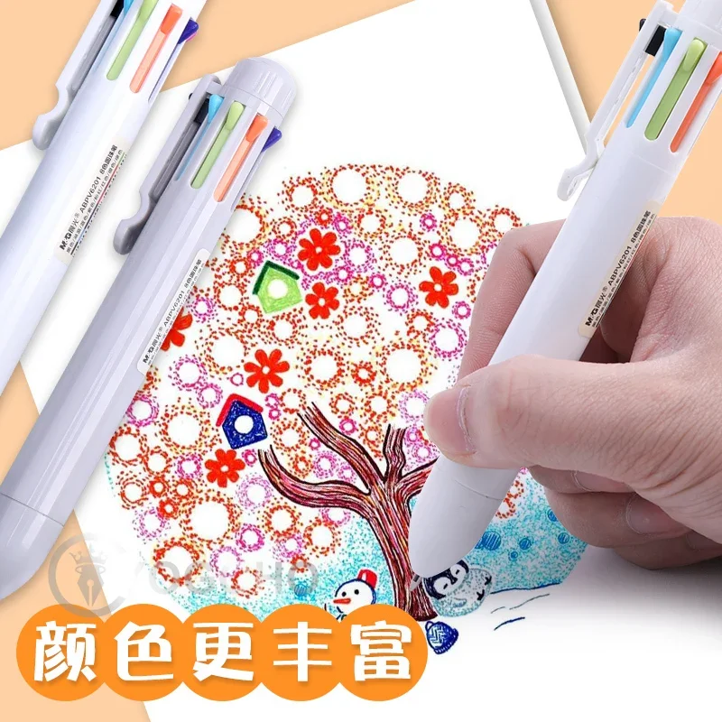 M&G 2Pcs Multicolor Pens 8-in-1 Retractable Ballpoint Pens,8 Colors Transparent Barrel Ballpoint Pen for Office School Supplies 2