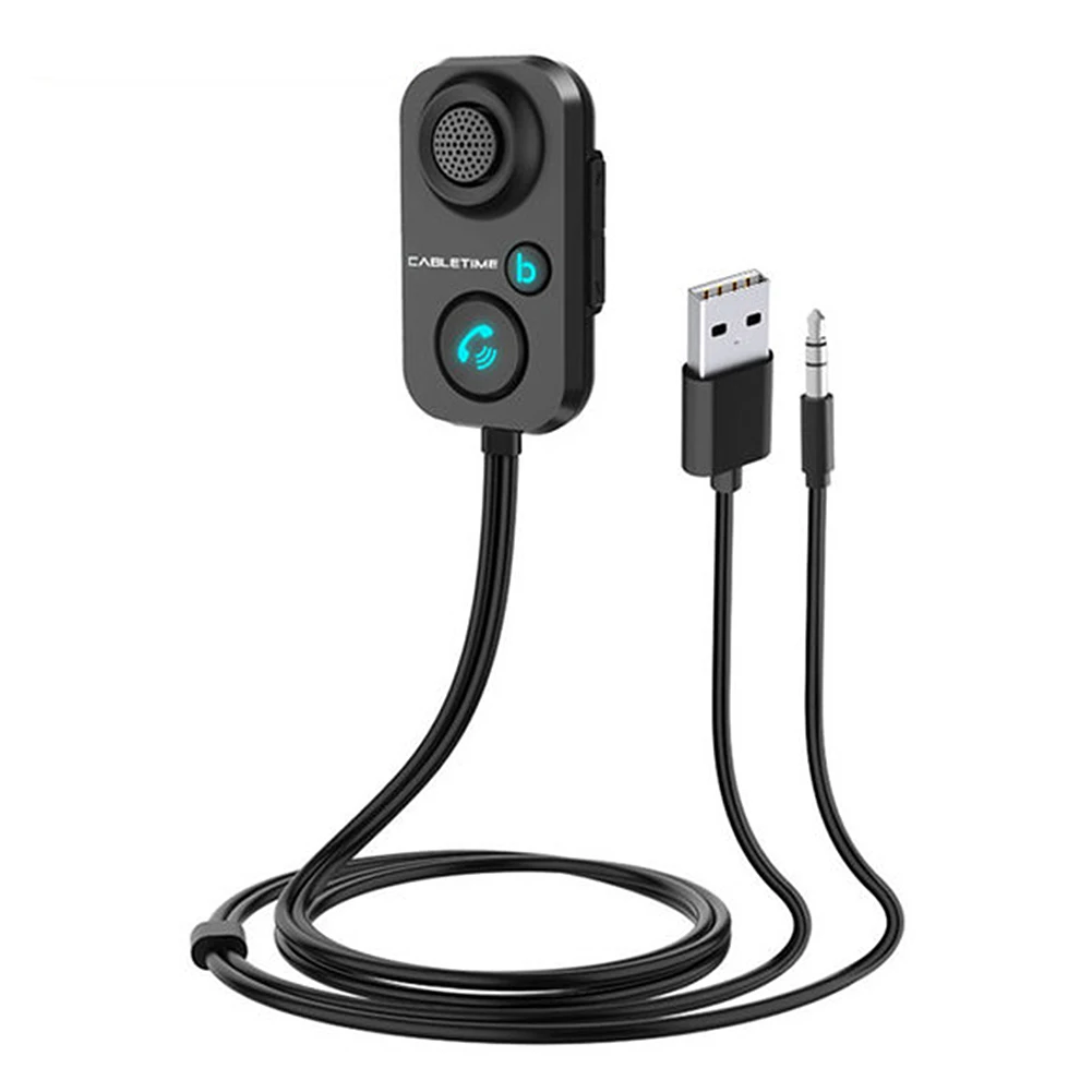 Car Bluetooth Receiver 5.1 AUX Audio 3.5mm Wireless Adapter for Hands-Free Car Bluetooth Audio Amplifier Speaker Headphone