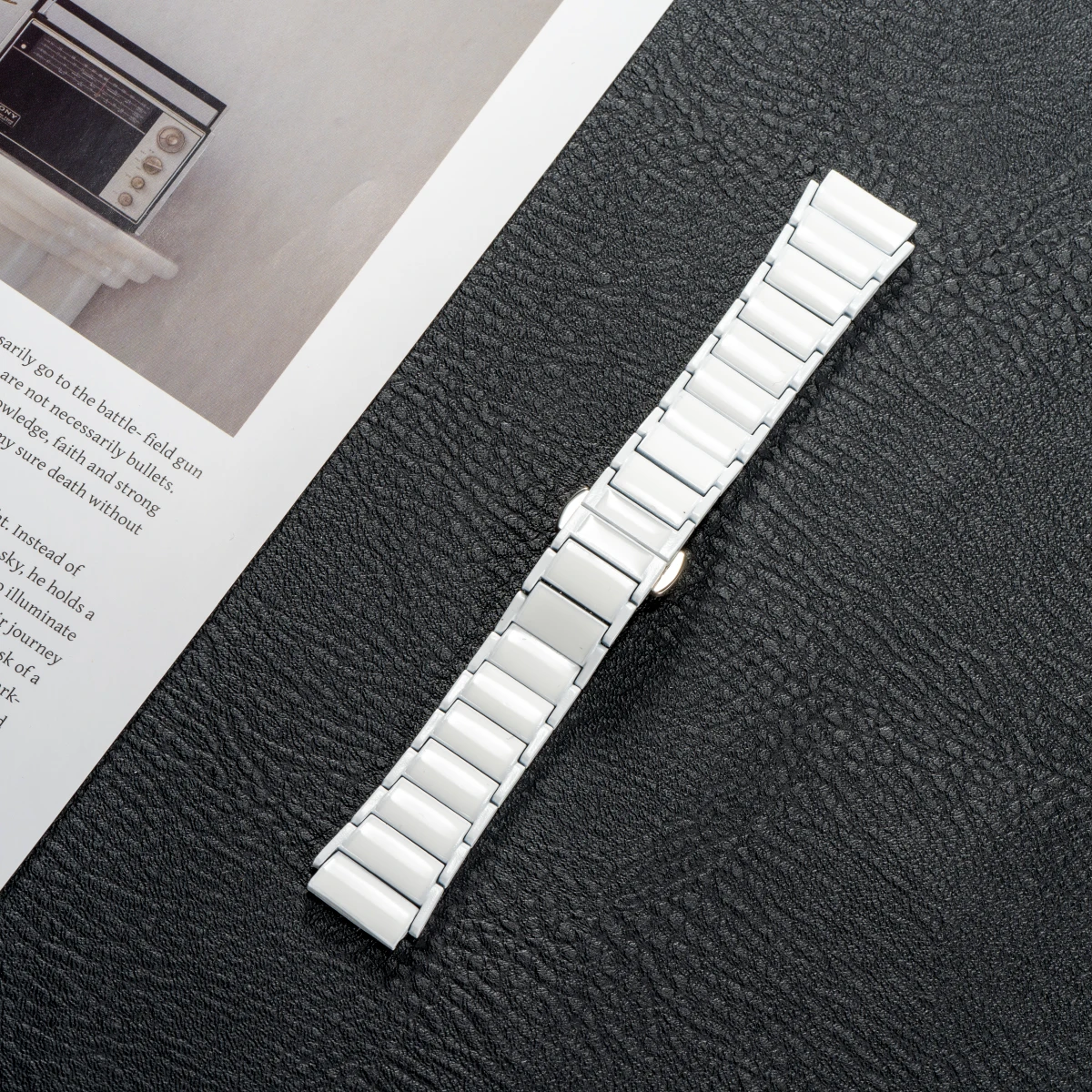Premium 18mm Ceramic Watch Strap with Durable Metal Butterfly Buckle