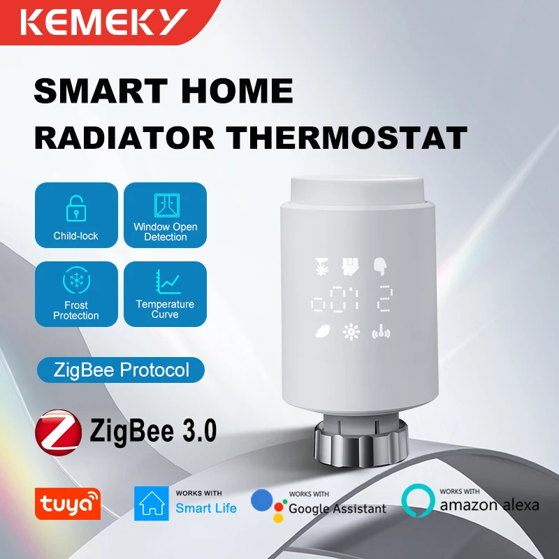Electric Thermostat Thermostatic Radiator Valve Tuya ZigBee Thermostatic Radiator Valve Smart TRV Thermostat Radiator Programmable Temperature Controller Works Alexa Hey Google