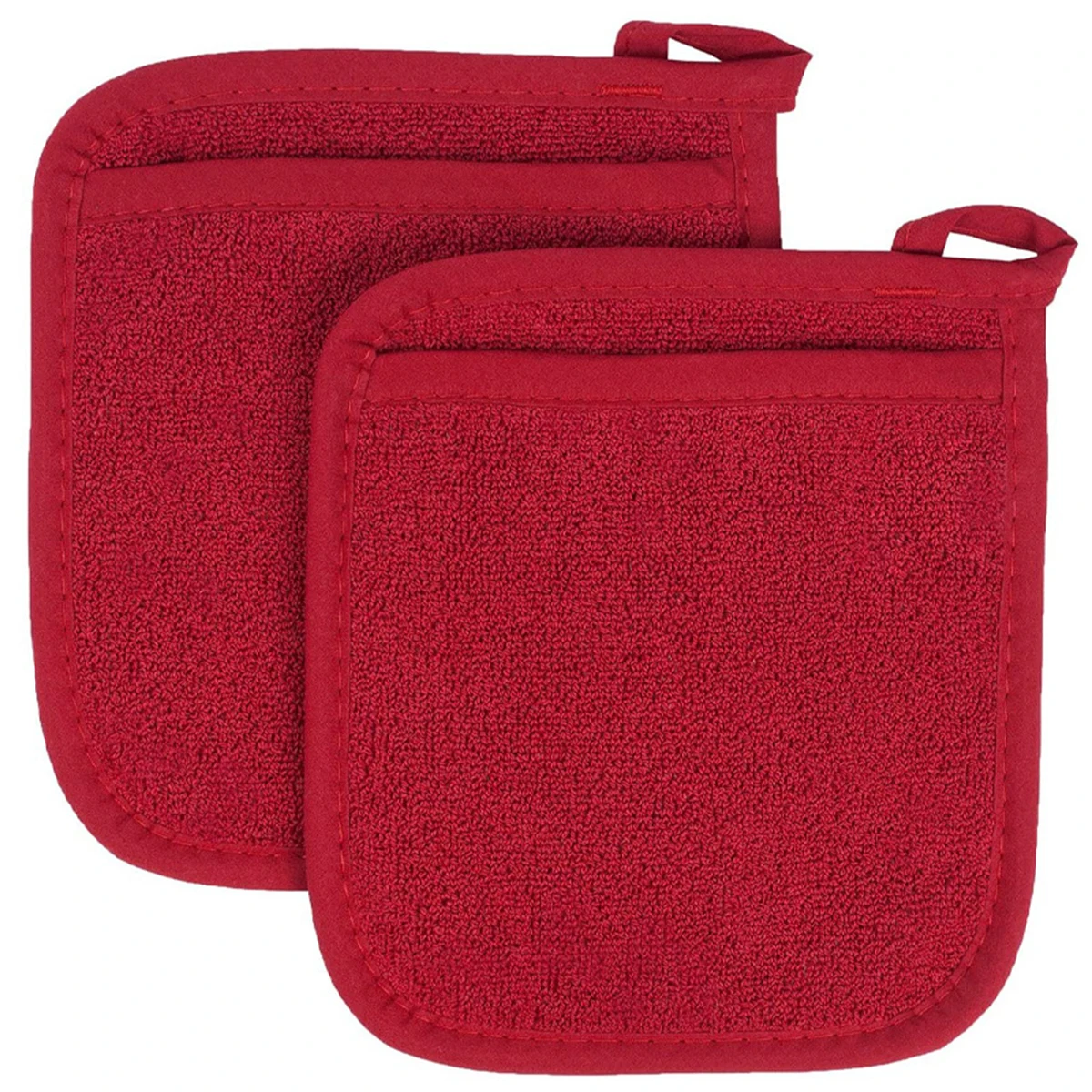 2Pcs Pot Holders Soft Polyester Kitchen Hot Pads with 2 Pocket Portable US