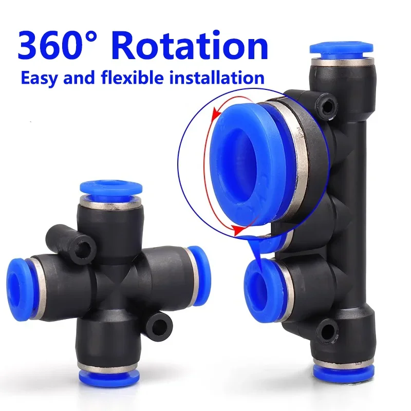 50PCS PK PZA Pneumatic Plastic 4 Way 5 Way Fitting Fittings Quick Connectors Water Hose Connector Air Push Fast 4mm 6mm 8mm 10mm