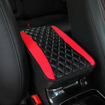 Multi-Color 3D Embroidered PU Leather Car Armrest Cushion Center Console Decorative Cushion Automotive Interior Accessories 1