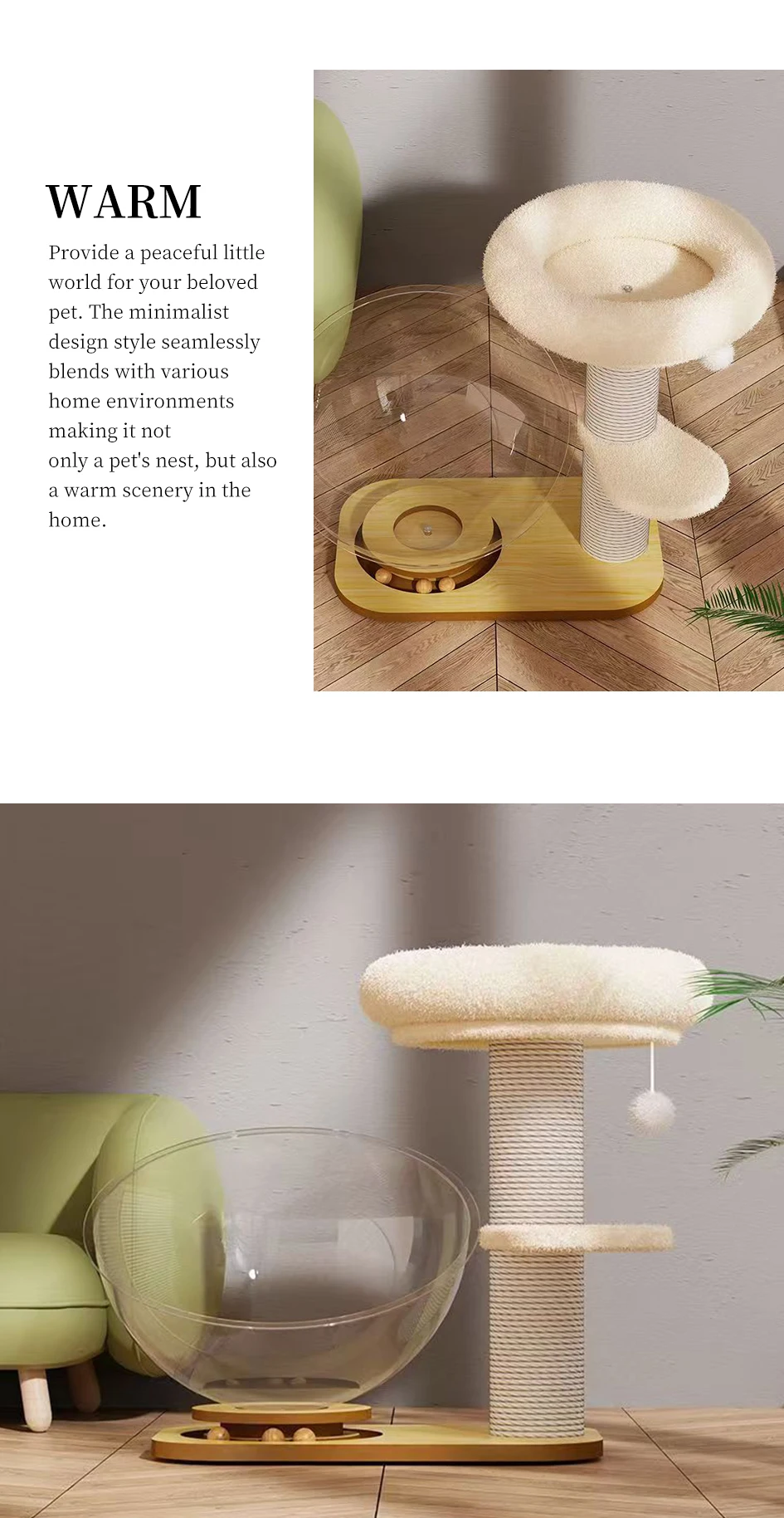 Customized Cat Climbing Frame With Spacecraft And Scratching Pole_voghion.com
