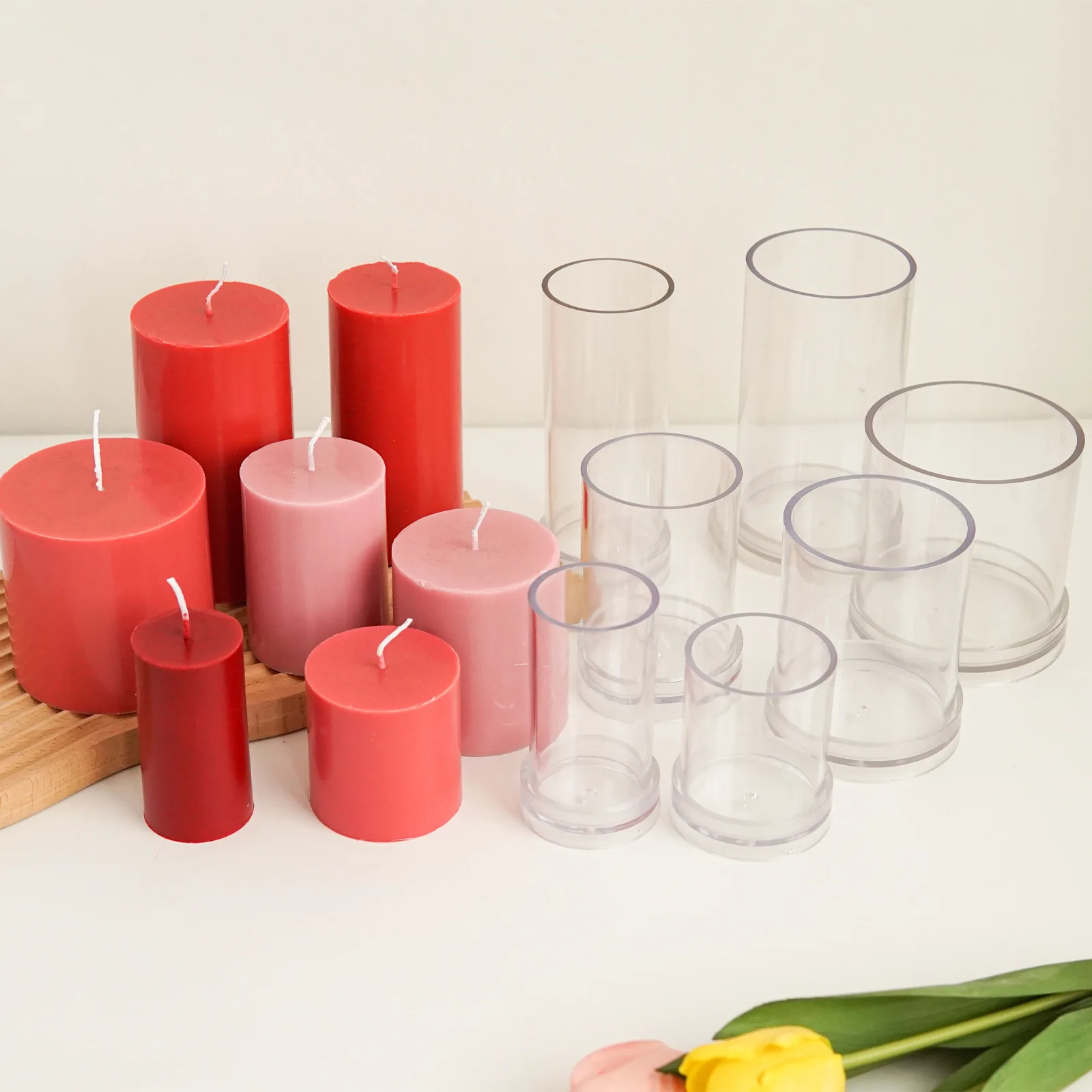 Description Picture 3 of itemFlat Top Cylindrical Candle Mold Pillar Wax Acrylic Plastic Round Classic Style DIY Handmade Candle Mould Candle Making Moulds