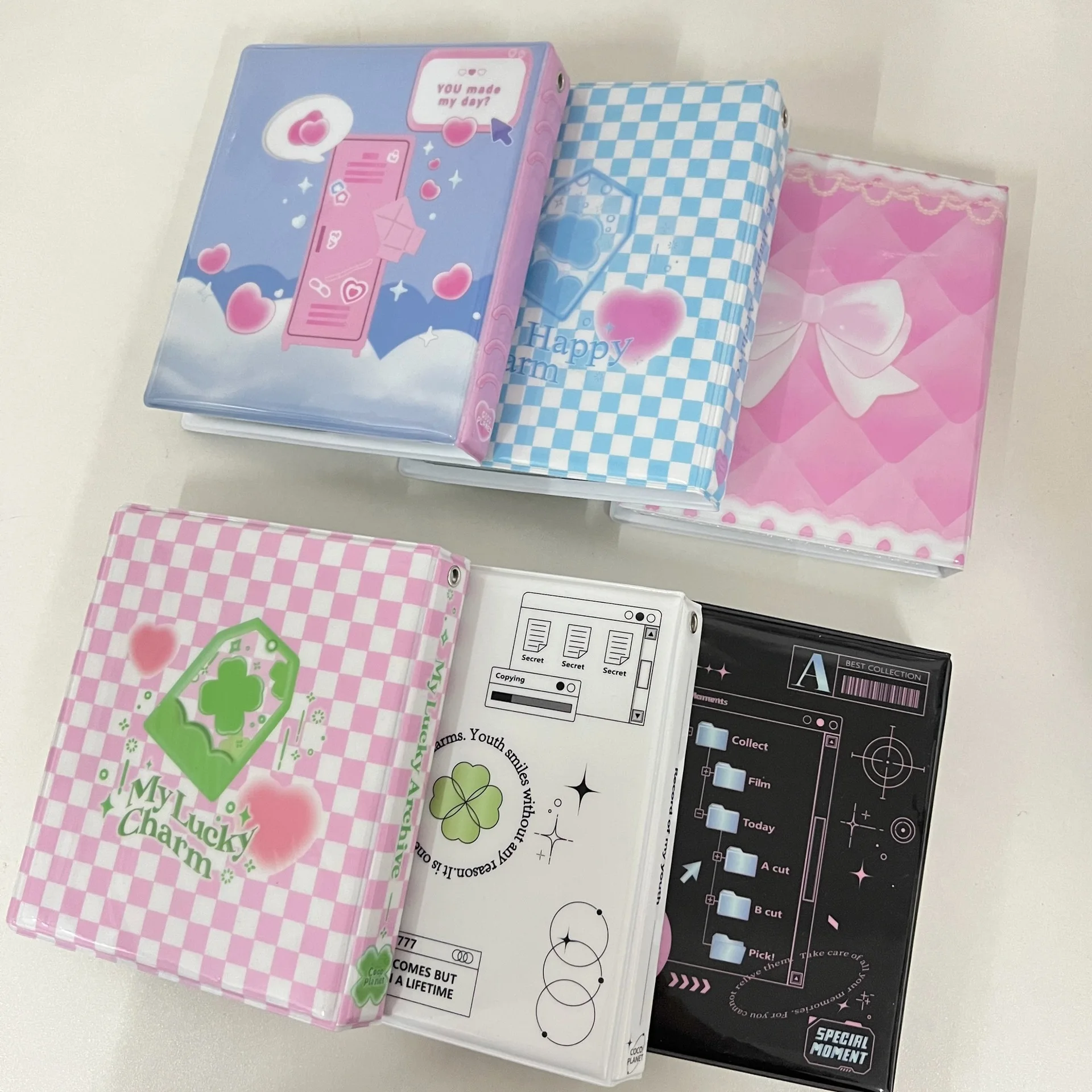 Korean Ins Cute 5.7x6.69inch 4 Grid Idol Card Photo Album Large Capacity Sticker Card Film Album Storage Book School Stationery 3