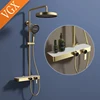 VGX Gold Shower System Set Bathroom Shower Faucet Set 3-way Rainfall Shower Set Shower Mixer Crane with Hand Shower Set Grey 1