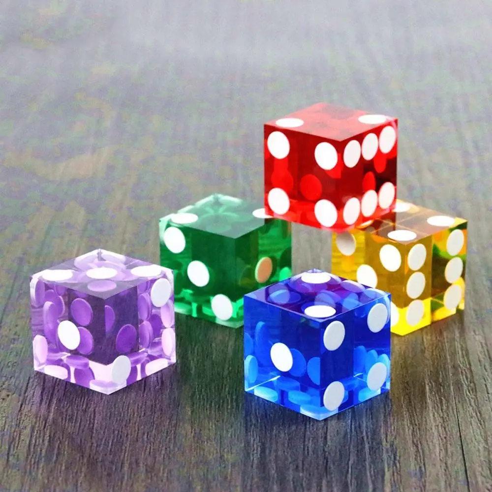 

1Pcs Colorful 19mm Casino Dice with Razor Edges and Matching Serial Numbers Clear Translucent D6 Royal Craps