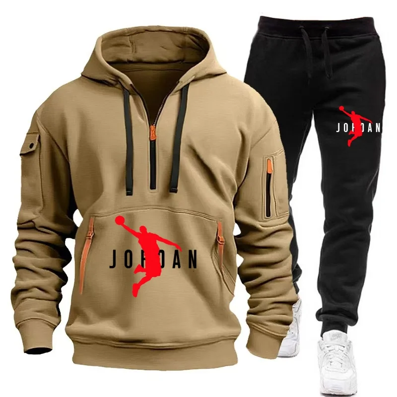 New shoulder hanging hat men's and women's plus size loose fitting pullover fashionable sports and leisure hoodie set S-XXXL 4