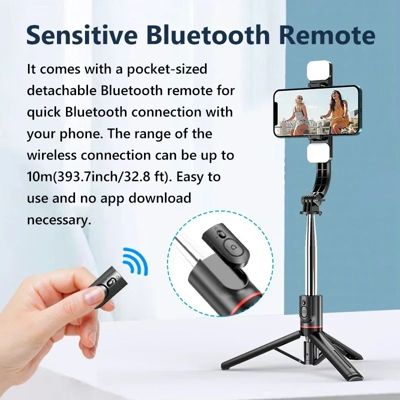 Foldable Selfie Stick with LED Light and Tripod