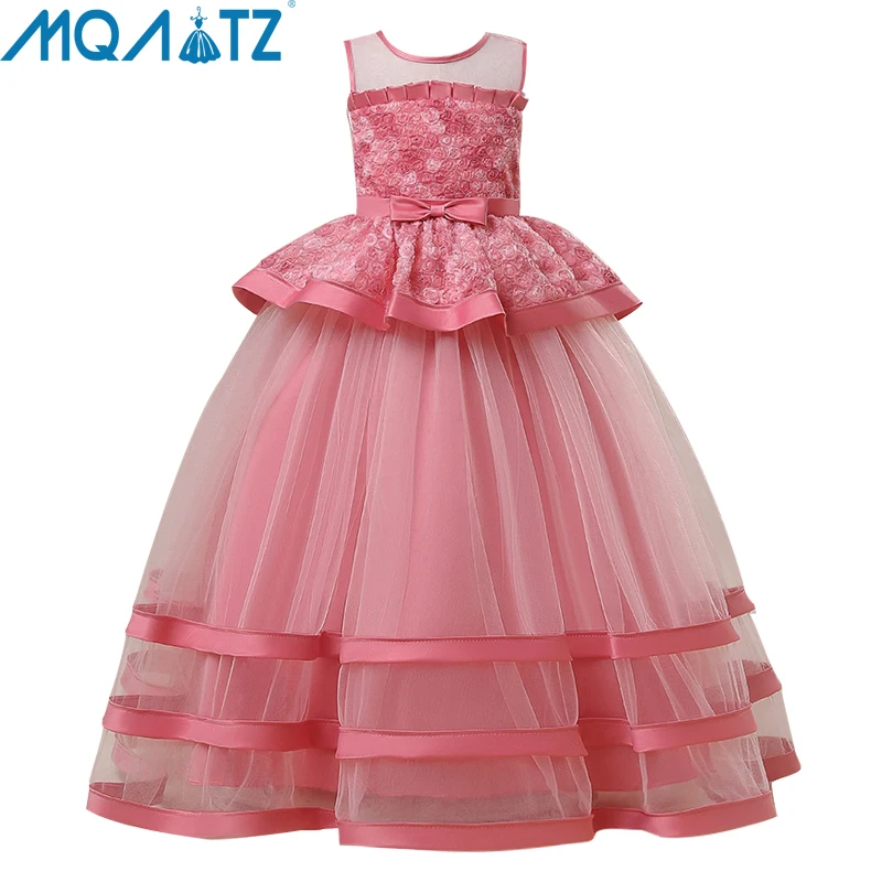 

MQATZ Summer Dress Long Gown Flower Girls Baby Clothes Children Princess Birthday Party Prom Host Wedding Bridesmaid Vestidos