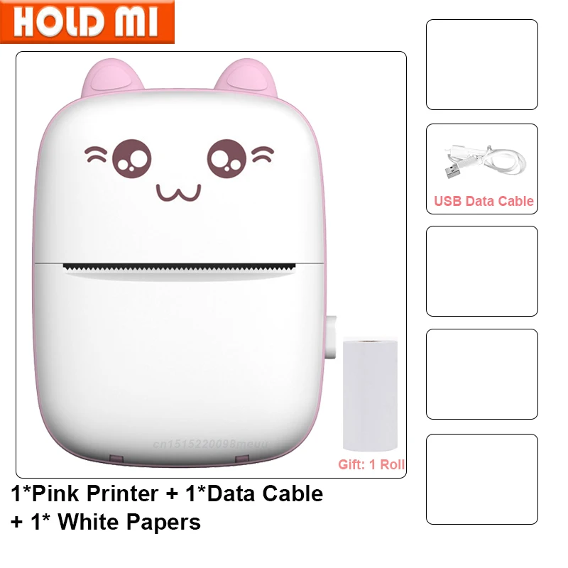 Portable Thermal Mini Printer MINI CAT Print sticker color Paper Photo Pocket 57mm Printing Wireless support Android IOS phones canon small photo printer Printers